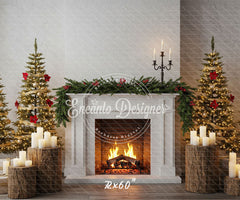 Fireplace Wooden Stakes Candles Christmas Backpack - Layoris