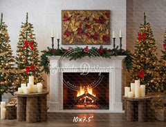Leaf Specimen Fireplace Christmas Backdrop - Layoris