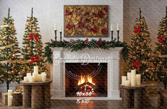 Leaf Specimen Fireplace Christmas Backdrop - Layoris
