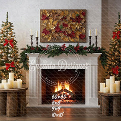 Leaf Specimen Fireplace Christmas Backdrop - Layoris