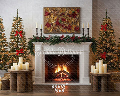 Leaf Specimen Fireplace Christmas Backdrop - Layoris