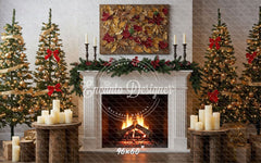 Leaf Specimen Fireplace Christmas Backdrop - Layoris