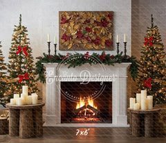 Leaf Specimen Fireplace Christmas Backdrop - Layoris