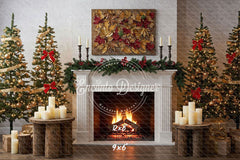 Leaf Specimen Fireplace Christmas Backdrop - Layoris