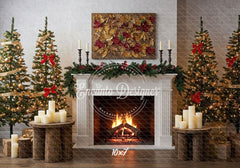 Leaf Specimen Fireplace Christmas Backdrop - Layoris