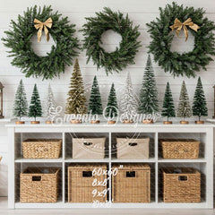 Minimalist Fresh Green Wreaths Christmas Backdrop - Layoris