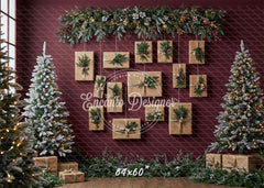 Kraft Paper Gift Tree Red Wall Christmas Backdrop - Layoris