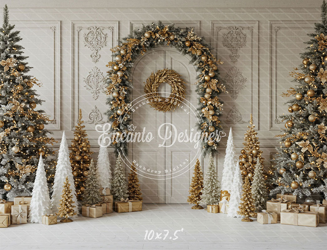 Luxury Gold White Christmas Backdrop - Layoris