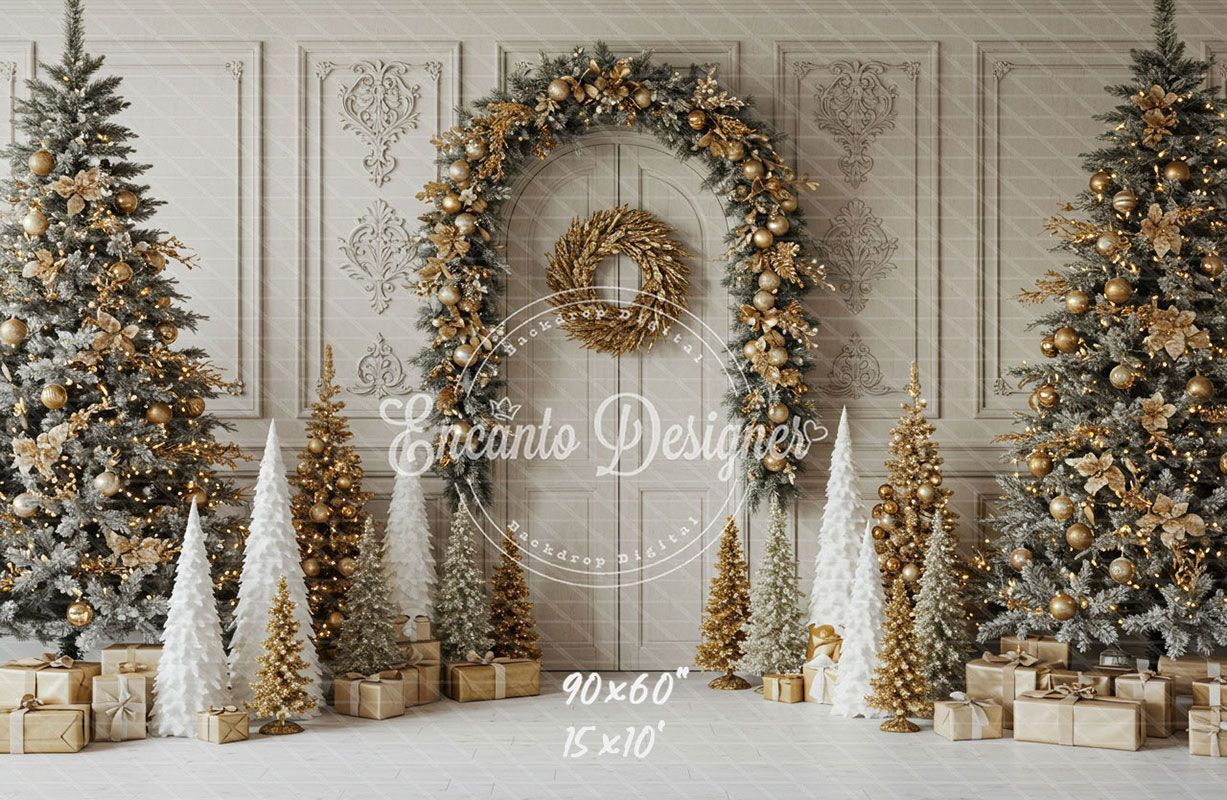 Luxury Gold White Christmas Backdrop - Layoris