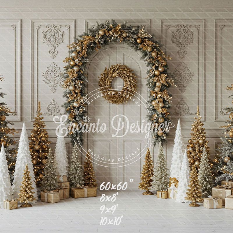 Luxury Gold White Christmas Backdrop - Layoris