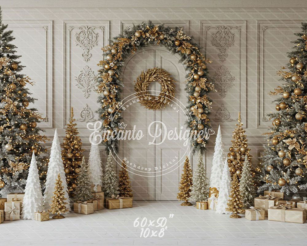 Luxury Gold White Christmas Backdrop - Layoris