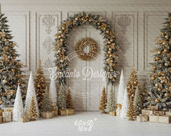 Luxury Gold White Christmas Backdrop - Layoris