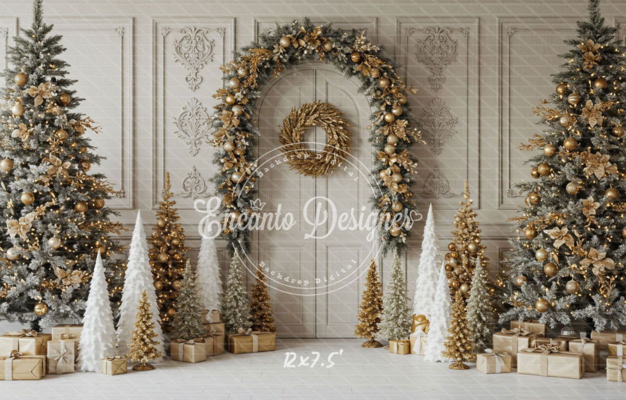 Luxury Gold White Christmas Backdrop - Layoris