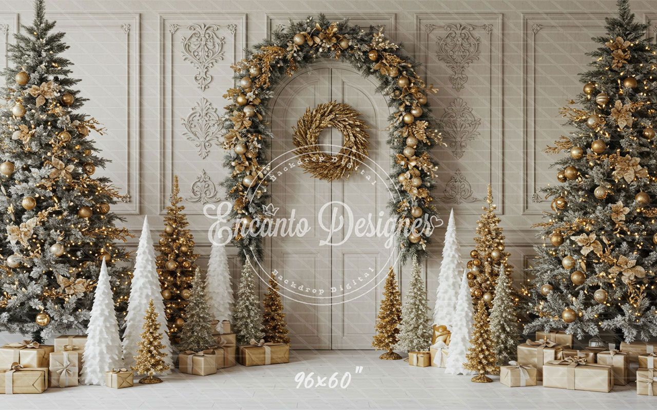 Luxury Gold White Christmas Backdrop - Layoris