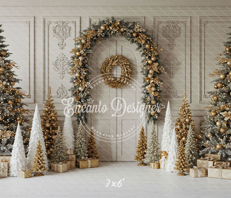 Luxury Gold White Christmas Backdrop - Layoris