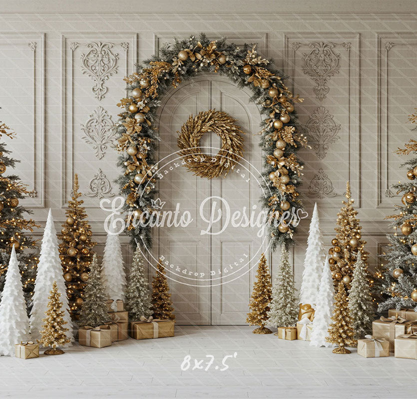 Luxury Gold White Christmas Backdrop - Layoris