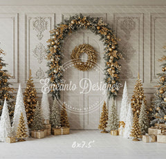 Luxury Gold White Christmas Backdrop - Layoris