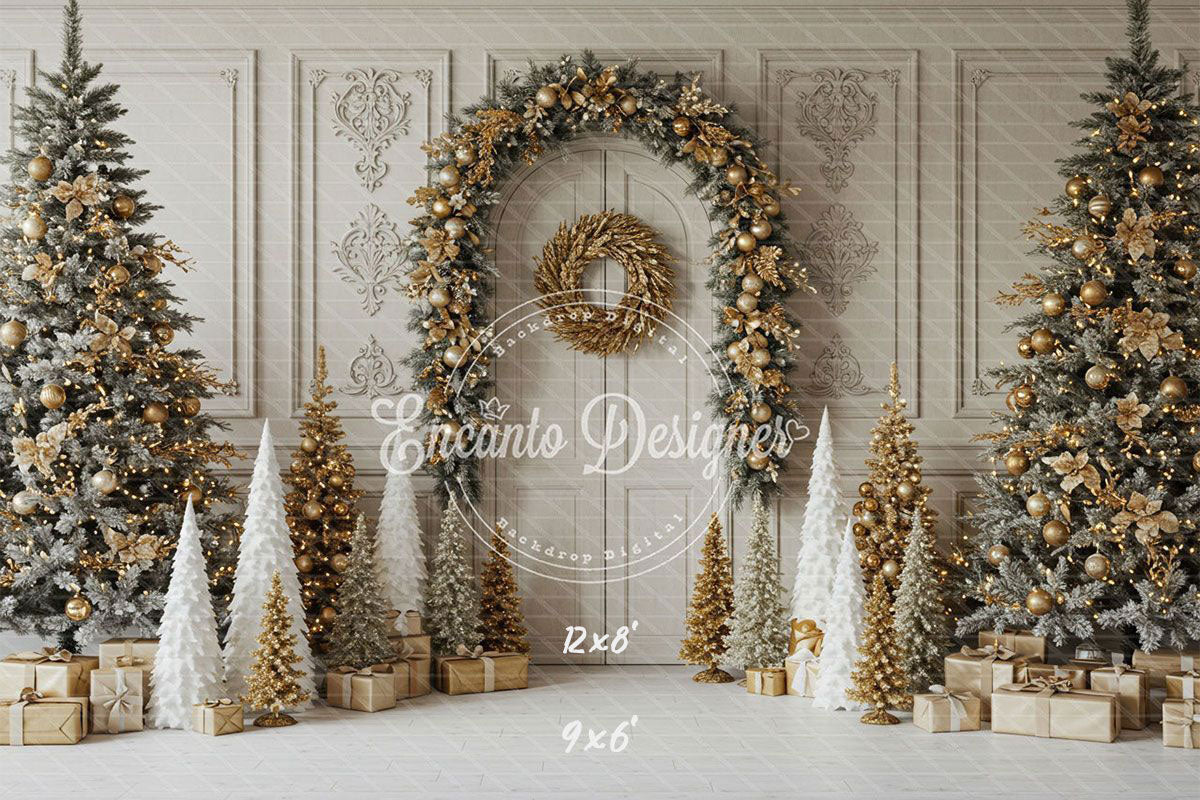 Luxury Gold White Christmas Backdrop - Layoris