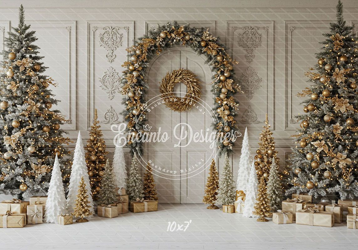 Luxury Gold White Christmas Backdrop - Layoris