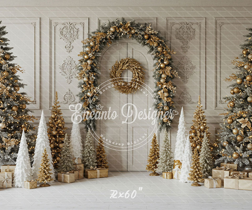 Luxury Gold White Christmas Backdrop - Layoris