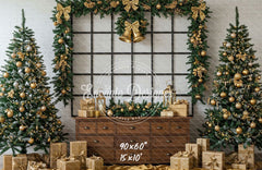 Luxury Gold Green Christmas Backdrop - Layoris