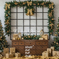 Luxury Gold Green Christmas Backdrop - Layoris