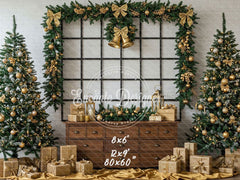 Luxury Gold Green Christmas Backdrop - Layoris