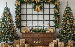 Luxury Gold Green Christmas Backdrop - Layoris
