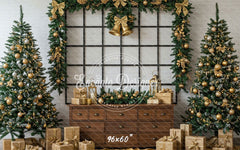 Luxury Gold Green Christmas Backdrop - Layoris