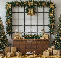 Luxury Gold Green Christmas Backdrop - Layoris
