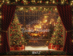 Colorful Window View Christmas Backdrop - Layoris