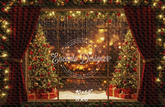 Colorful Window View Christmas Backdrop - Layoris