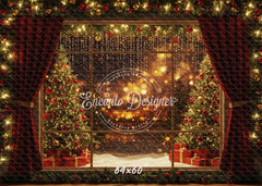 Colorful Window View Christmas Backdrop - Layoris