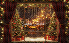 Colorful Window View Christmas Backdrop - Layoris