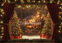 Colorful Window View Christmas Backdrop - Layoris