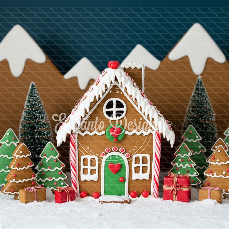Gingerbread House Christmas Backdrop - Layoris