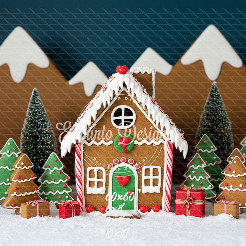 Gingerbread House Christmas Backdrop - Layoris