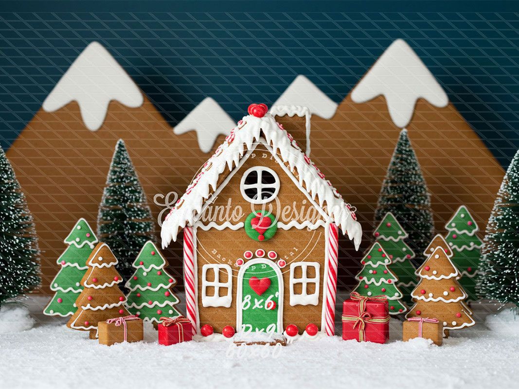 Gingerbread House Christmas Backdrop - Layoris