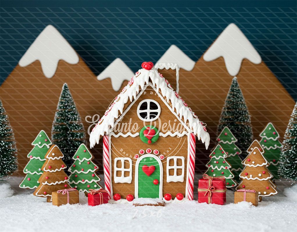 Gingerbread House Christmas Backdrop - Layoris