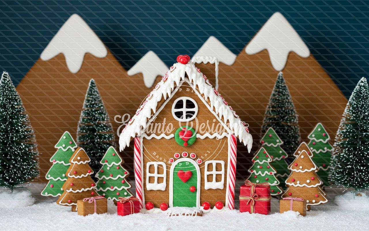 Gingerbread House Christmas Backdrop - Layoris