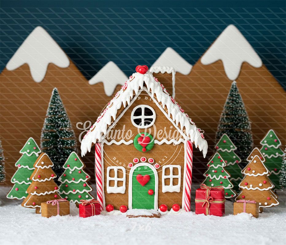 Gingerbread House Christmas Backdrop - Layoris