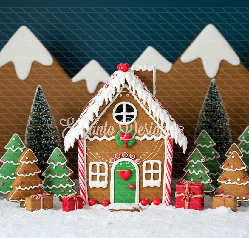 Gingerbread House Christmas Backdrop - Layoris