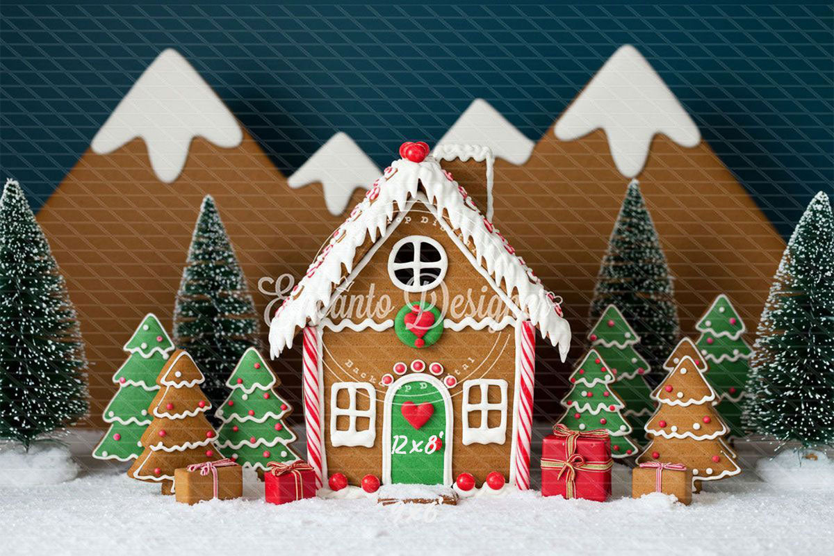 Gingerbread House Christmas Backdrop - Layoris