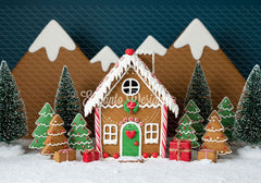 Gingerbread House Christmas Backdrop - Layoris