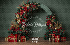 Red Gold Arch Christmas Backdrop - Layoris