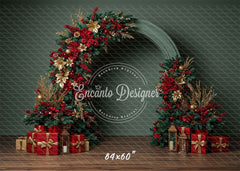 Red Gold Arch Christmas Backdrop - Layoris
