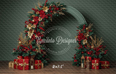 Red Gold Arch Christmas Backdrop - Layoris