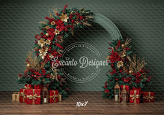 Red Gold Arch Christmas Backdrop - Layoris