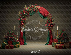 Red Green Arch Christmas Backdrop - Layoris