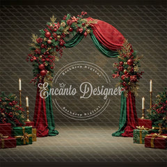 Red Green Arch Christmas Backdrop - Layoris